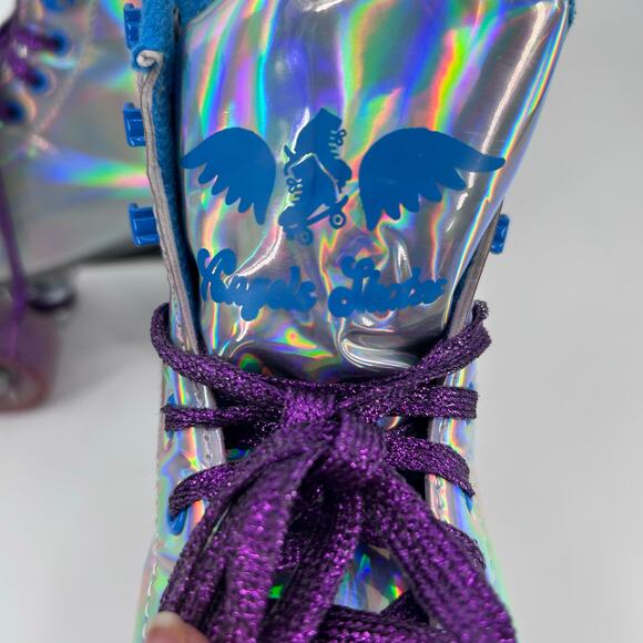 Angels Skates Sidewalk Iridescent Silver + Elbow & Knee Pads + Bag Women’s Sz 6 - Picture 6 of 12